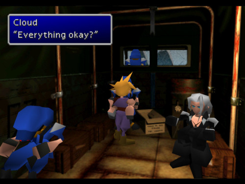 Cloud and Sephiroth in-game